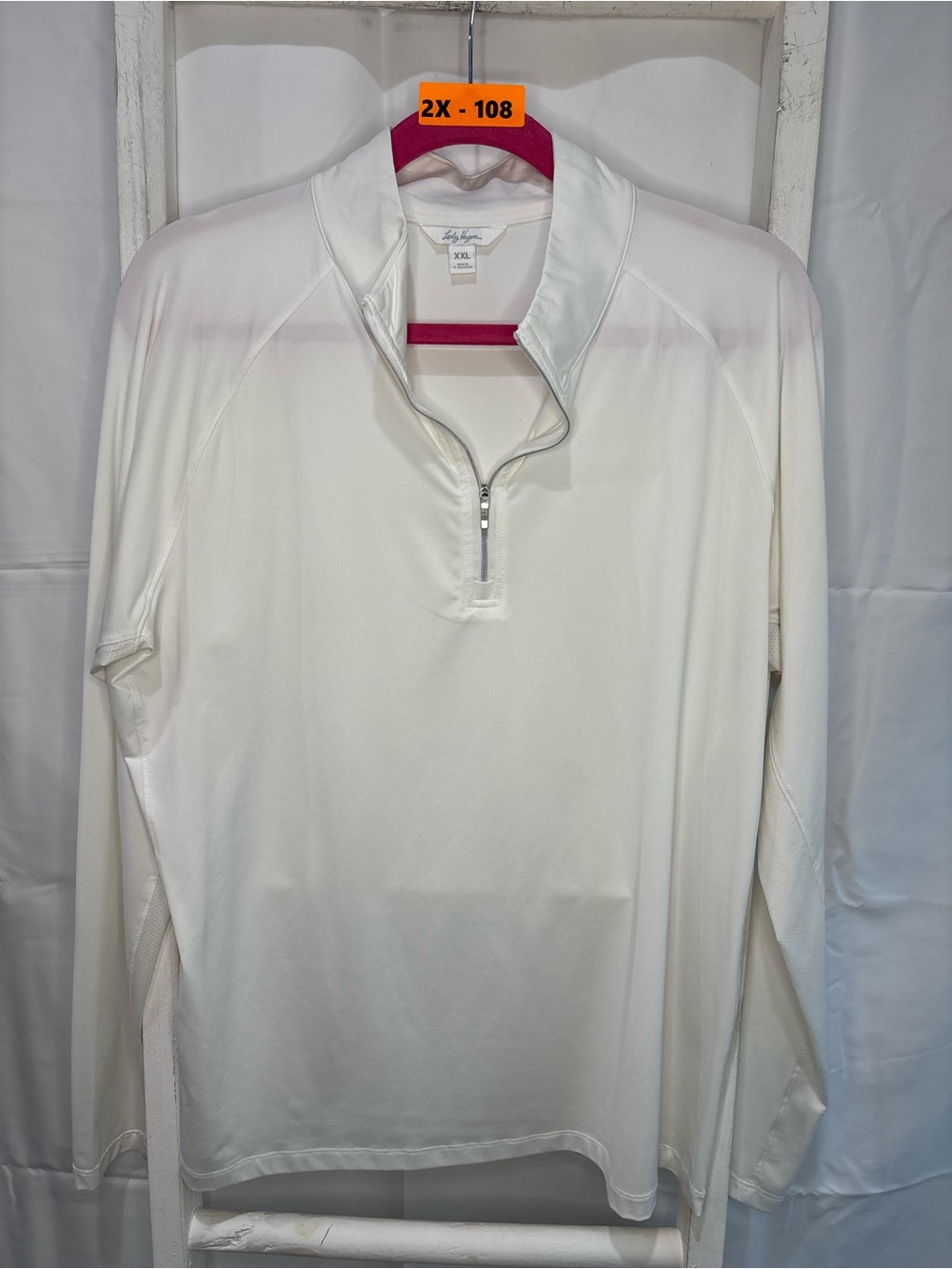 Lady Hagen White Half-Zip Long Sleeve Performance Top